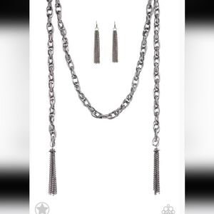 SCARFed for Attention - Gunmetal - Paparazzi Fashion Necklace